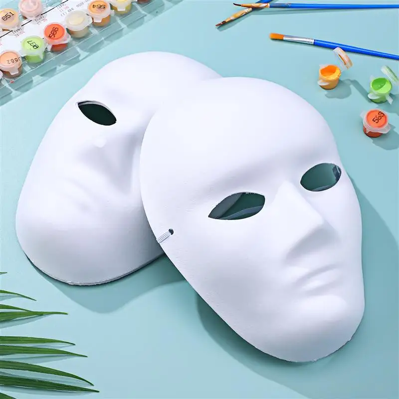 4pcs Full Face Masks Blank White For Halloween Cosplay Party Craft Shrink Pores Moisturizing Facial Mask Make Skin Glowy