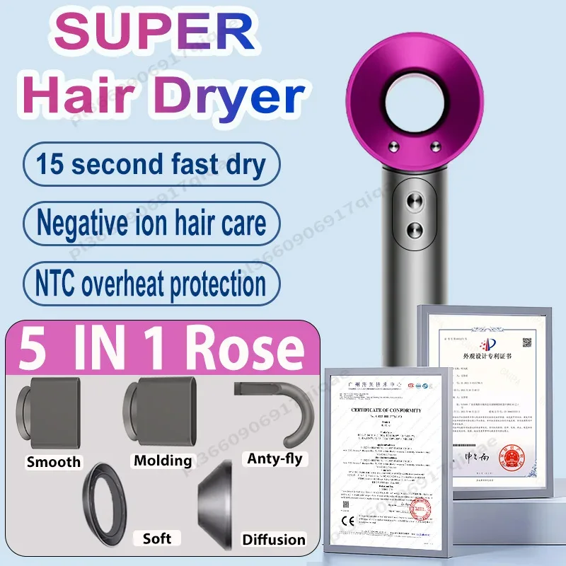 1600W Professinal Leafless Hair Dryer Negative Ion Hair Care Hairdryer Home Powerful Blow dryer Styling Toos Gift For Women