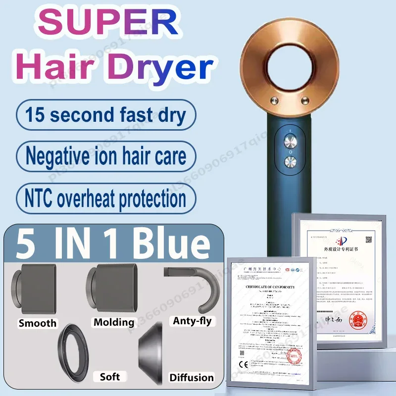 1600W Professinal Leafless Hair Dryer Negative Ion Hair Care Hairdryer Home Powerful Blow dryer Styling Toos Gift For Women