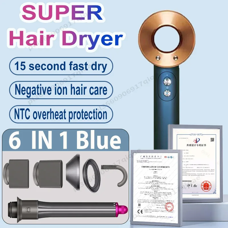 1600W Professinal Leafless Hair Dryer Negative Ion Hair Care Hairdryer Home Powerful Blow dryer Styling Toos Gift For Women