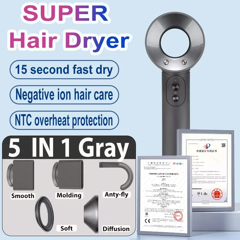 1600W Professinal Leafless Hair Dryer Negative Ion Hair Care Hairdryer Home Powerful Blow dryer Styling Toos Gift For Women