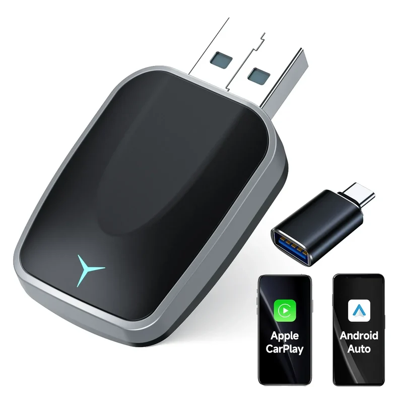 Carplay Android Auto Wireless Adapter 2 in 1 Carplay Adapter for OEM Car Stereo with USB Plug and Play Wired To Wireless