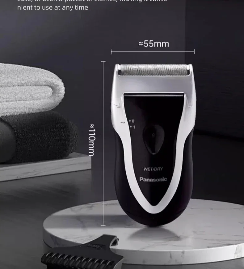 Panasonic Electric Razor For Men, Battery-Operated Travel Shaver, Cordless Wet Dry Lightweight Shaver with Ergonomic Grip