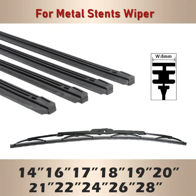 Car Vehicle Insert Rubber strip Wiper Blade (Refill) 6mm Soft 14" 16" 17" 18" 19" 20" 21" 22" 24" 26" 28" 1pcs Accessorie