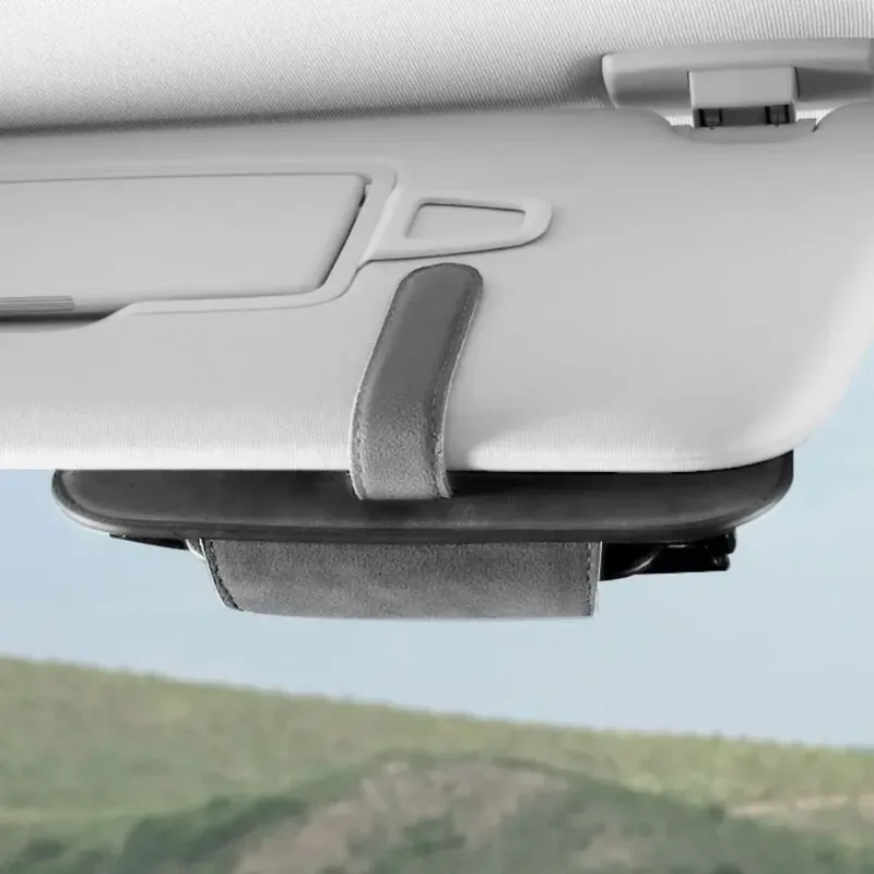 Car Storage Tools Sun Visor Glasses Holder Multi-functional Wear-Resistant Auto Sunglasses Holder Cowhide Car Storage Box