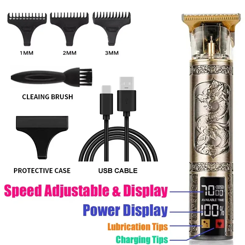 Electric Hair Clipper Vintage T9 For Mens Rechargeable Man Shaver Trimmer Machine For Men's Barber Professional Boyfriend Gift