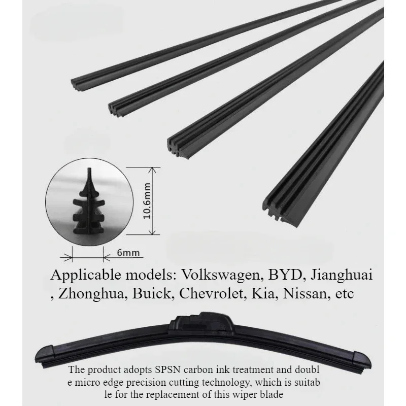 18inch 16inch Car Wiper Rubber Strip 28inch Rubber Integrated Boneless Wiper Blade 24inch 20inch Wiper Strip Replacement 2pcs