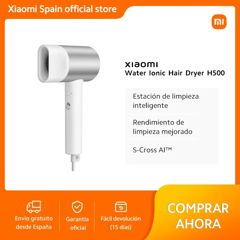 Official｜Xiaomi Water Ionic Hair Dryer H500｜Terapia de iones de agua doble｜Flujo de aire ultraalto de 20 m/s｜Cuerpo de metal"