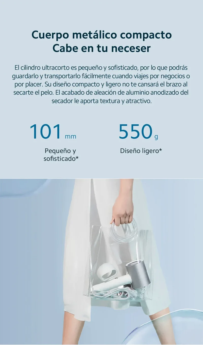 Official｜Xiaomi Water Ionic Hair Dryer H500｜Terapia de iones de agua doble｜Flujo de aire ultraalto de 20 m/s｜Cuerpo de metal"