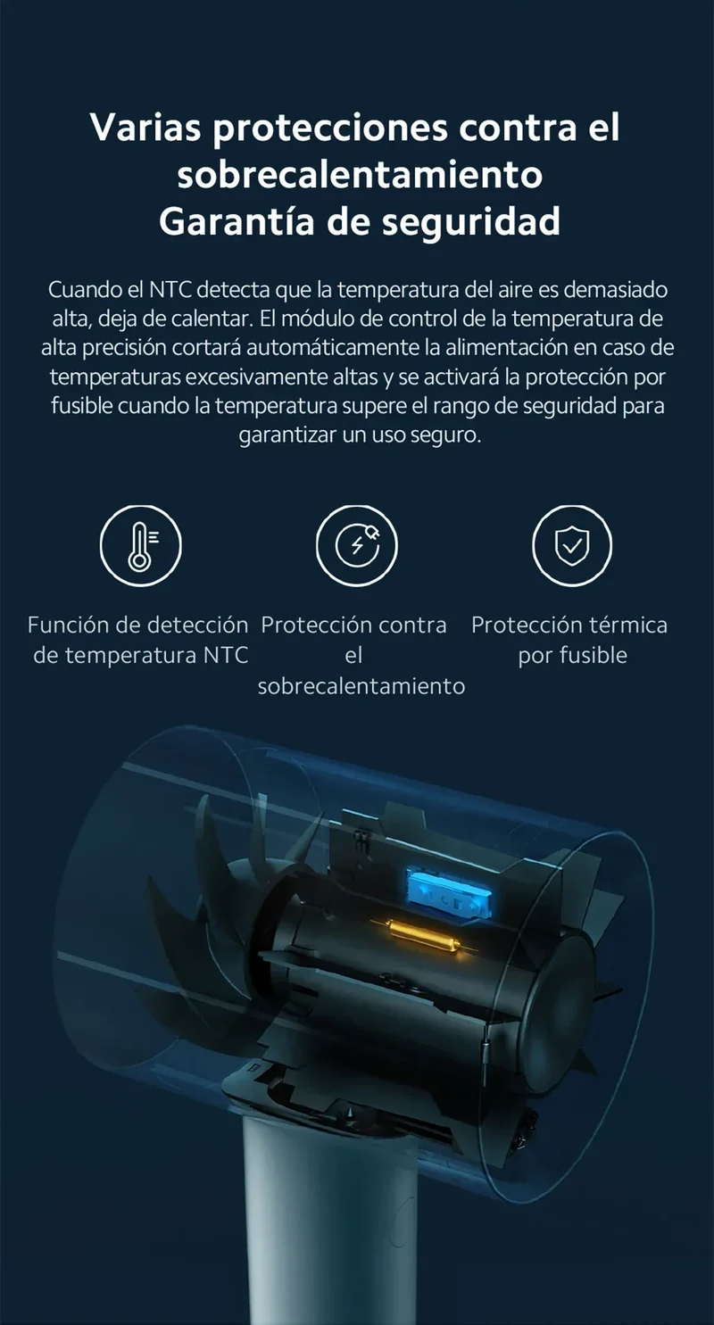 Official｜Xiaomi Water Ionic Hair Dryer H500｜Terapia de iones de agua doble｜Flujo de aire ultraalto de 20 m/s｜Cuerpo de metal"