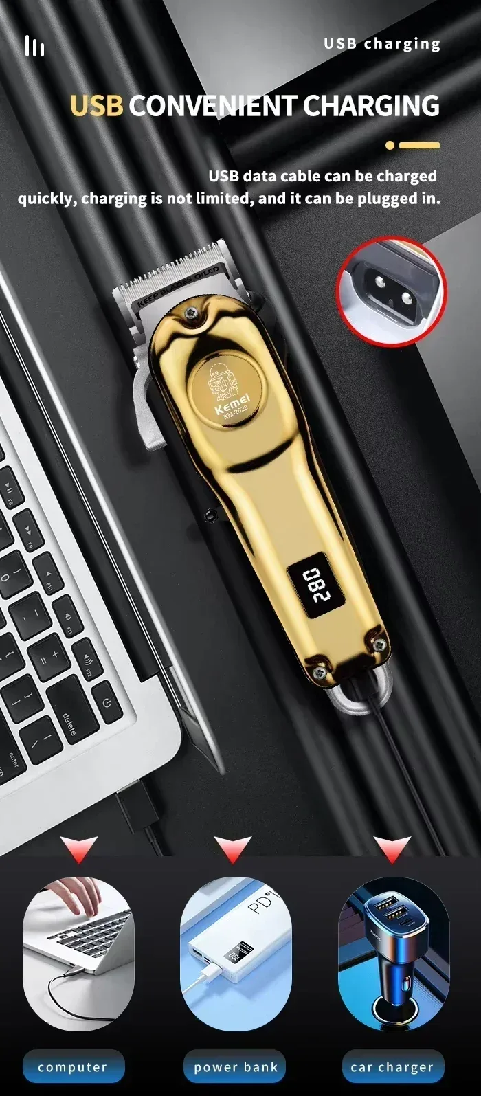 Kemei Professional Electric Hair Clippers Beard Clipper Rechargeable Men's Shaver Hair Trimmer KM-2628 KM-678 KM-2024 Clipper
