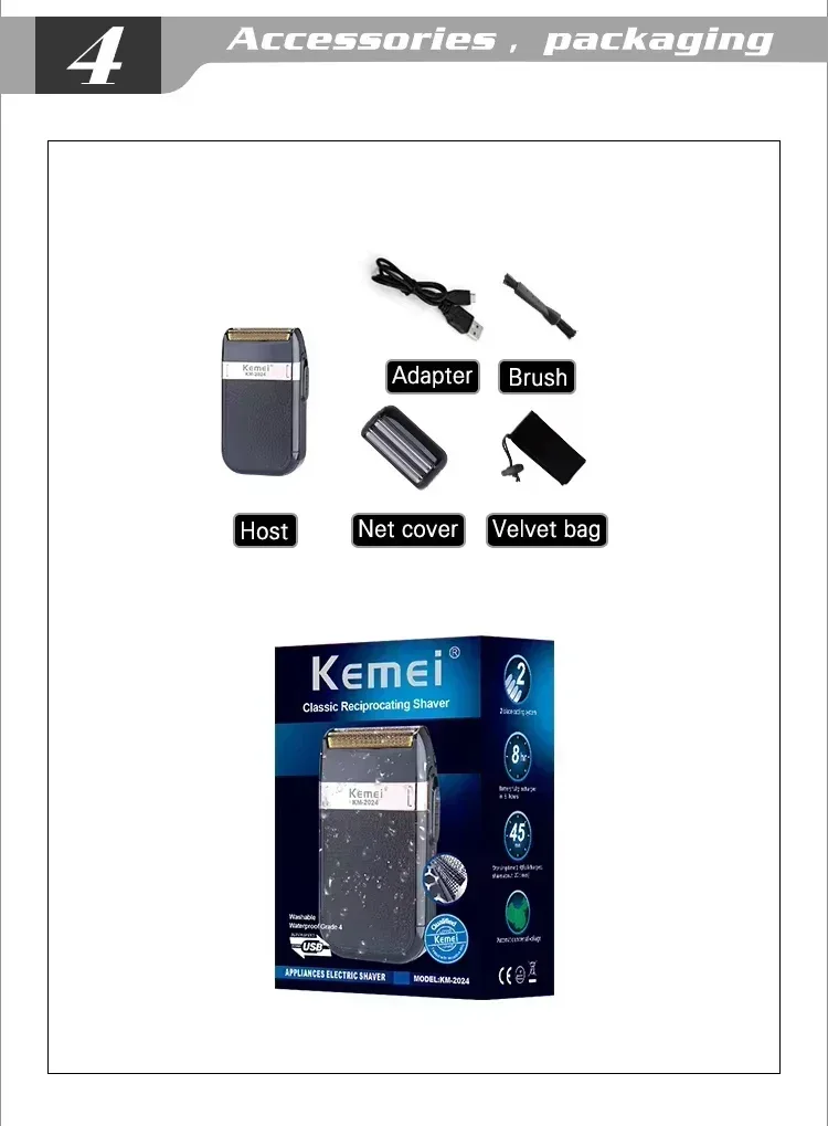 Kemei Professional Electric Hair Clippers Beard Clipper Rechargeable Men's Shaver Hair Trimmer KM-2628 KM-678 KM-2024 Clipper