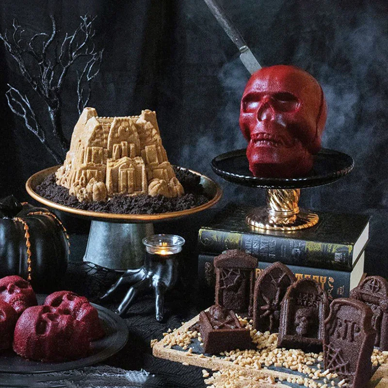 3D Skull Baking Cake Mold for Halloween ,Ice mold,Food Grade Silicone DIY Large Skull Cake Pan,Halloween Decor Birthday Party