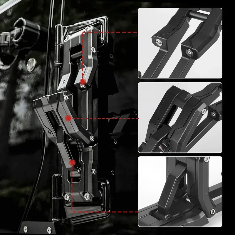 for Jeep Wrangler JK JKU JL JLU 2007-2021 Aluminum Car Folding Stepping Ladder Door Hinge Step Heavy Duty Footboard Foldable
