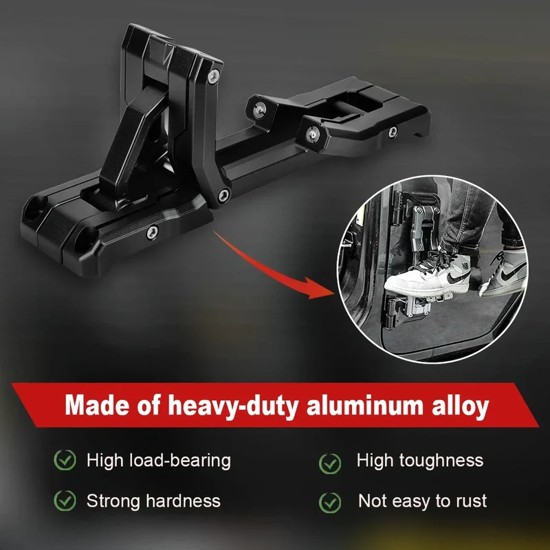 for Jeep Wrangler JK JKU JL JLU 2007-2021 Aluminum Car Folding Stepping Ladder Door Hinge Step Heavy Duty Footboard Foldable