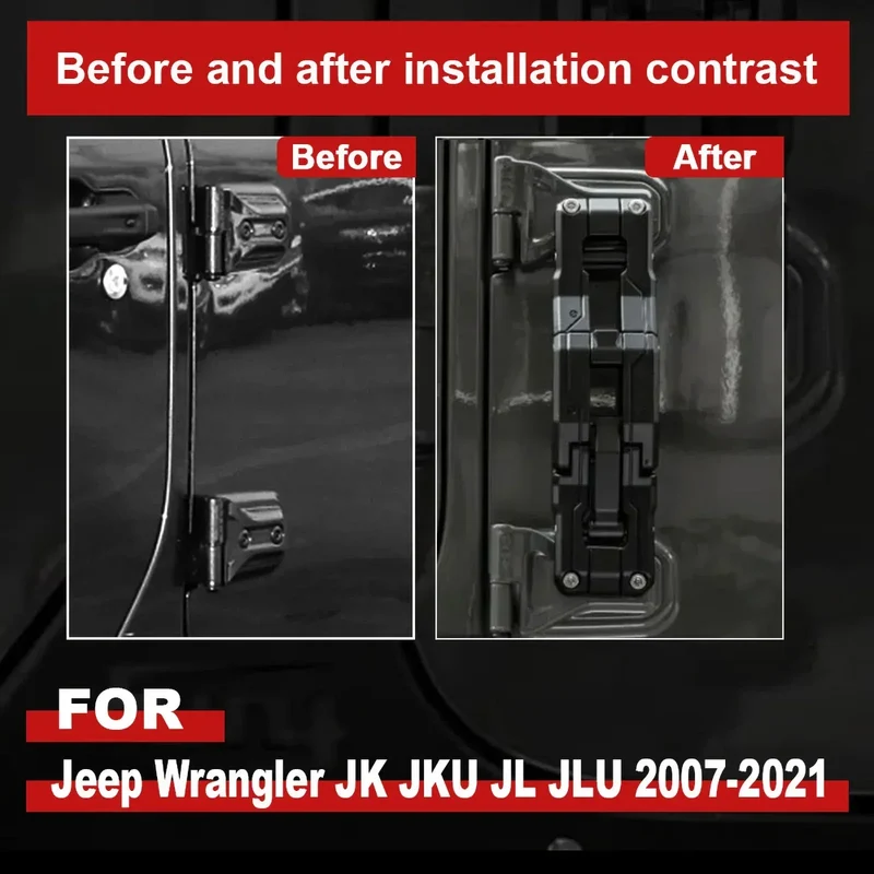 for Jeep Wrangler JK JKU JL JLU 2007-2021 Aluminum Car Folding Stepping Ladder Door Hinge Step Heavy Duty Footboard Foldable