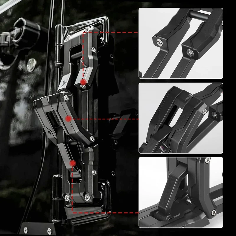 for Jeep Wrangler JK JKU JL JLU 2007-2021 Aluminum Car Folding Stepping Ladder Door Hinge Step Heavy Duty Footboard Foldable