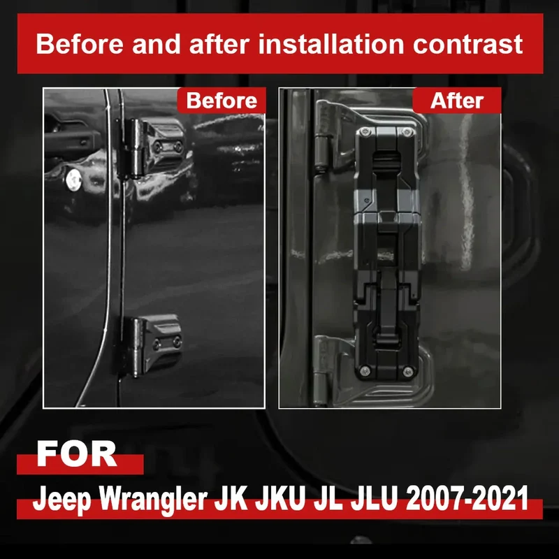 for Jeep Wrangler JK JKU JL JLU 2007-2021 Aluminum Car Folding Stepping Ladder Door Hinge Step Heavy Duty Footboard Foldable