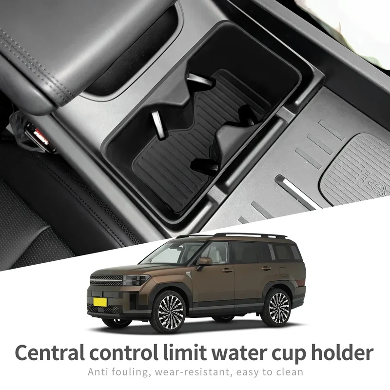 for Hyundai Santa Fe 2024 2025 Water Cup Holder Car Accessories Silicone Shock-Absorbing Drinks Holder Storage Box Tidying Tray