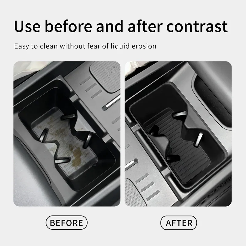 for Hyundai Santa Fe 2024 2025 Water Cup Holder Car Accessories Silicone Shock-Absorbing Drinks Holder Storage Box Tidying Tray