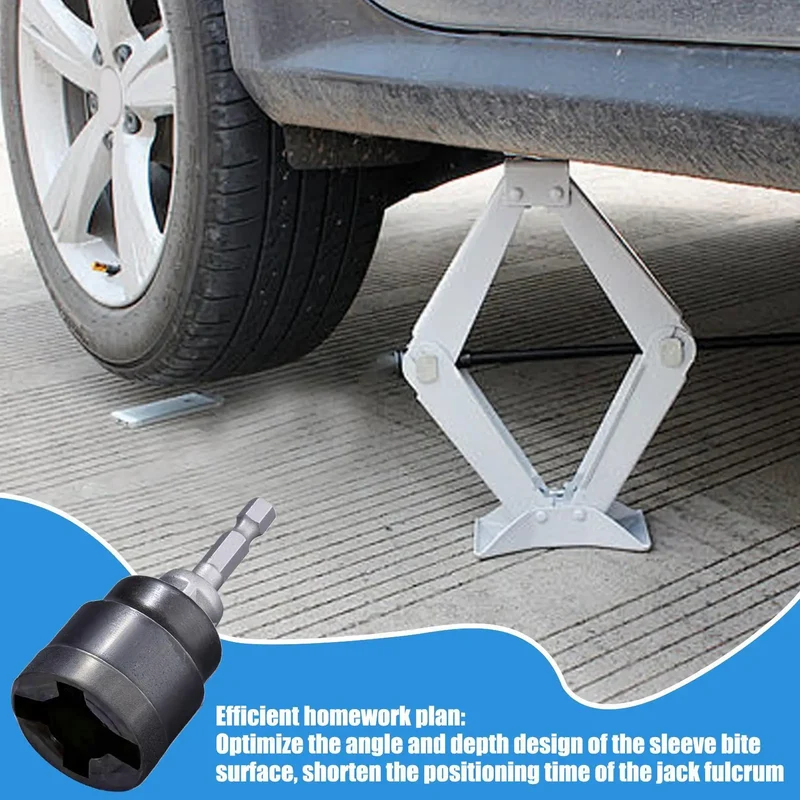 Universal Scissor Car Jack Adapter Rv Stabilizer Jack Drill Adapter Car Disassemble Tool Steel Ball Joint Rod Impact Wrench Tool
