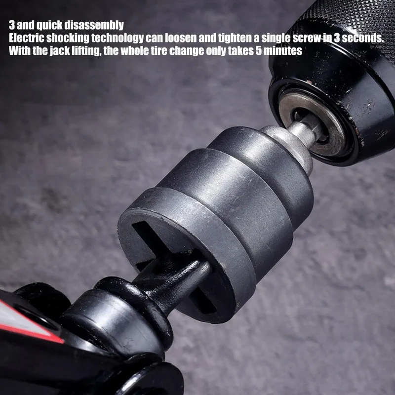 Universal Scissor Car Jack Adapter Rv Stabilizer Jack Drill Adapter Car Disassemble Tool Steel Ball Joint Rod Impact Wrench Tool
