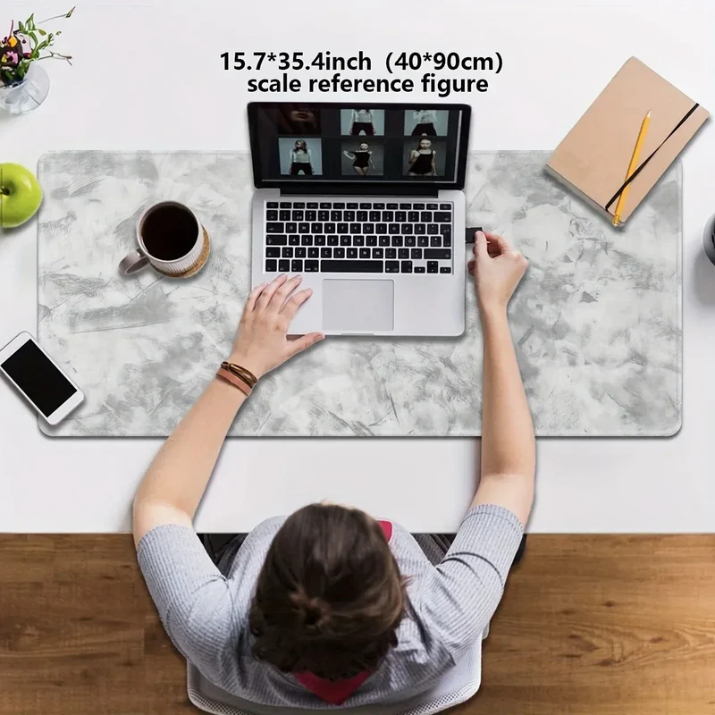 Sleek Grey - Toned Desk Mat: Non - Slip PC Accessory for Gaming & Office, Large - sized with a Minimalist Design