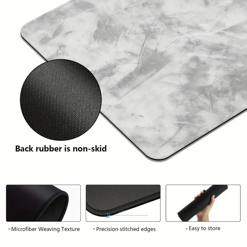 Sleek Grey - Toned Desk Mat: Non - Slip PC Accessory for Gaming & Office, Large - sized with a Minimalist Design
