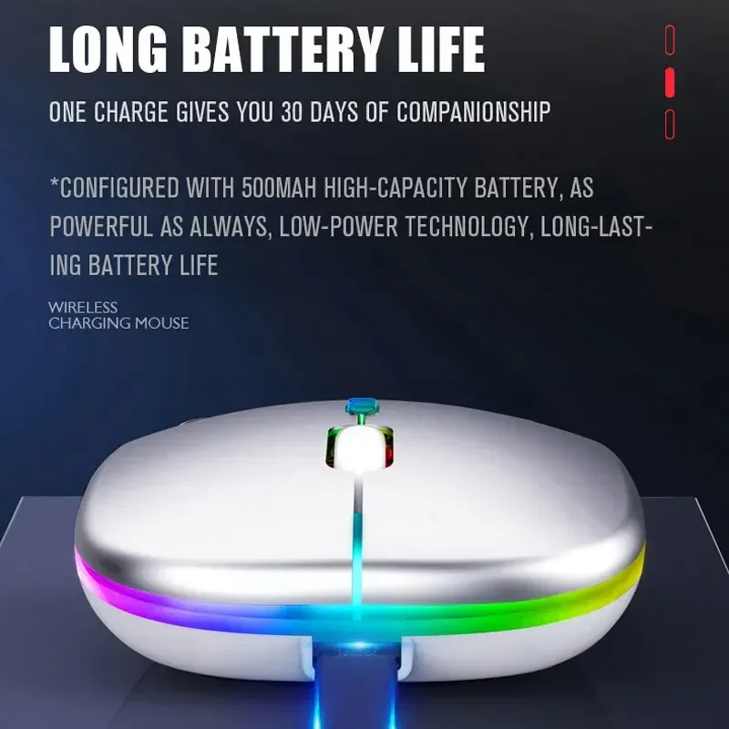 Tablet Phone Computer Bluetooth Wireless Mouse Charging Luminous 2.4G USB Wireless Mouse Portable Mouse