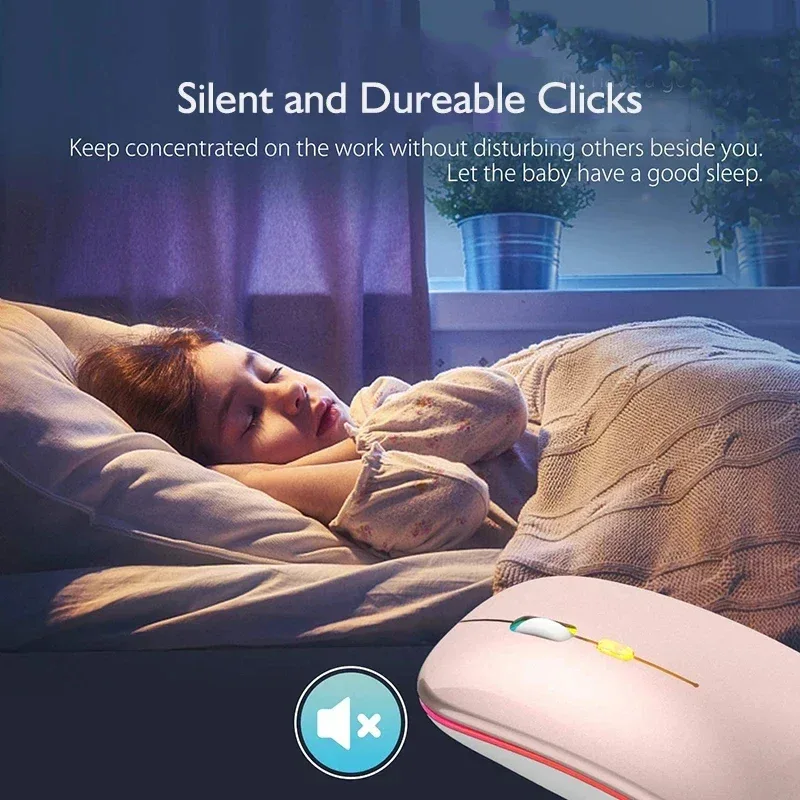 Tablet Phone Computer Bluetooth Wireless Mouse Charging Luminous 2.4G USB Wireless Mouse Portable Mouse