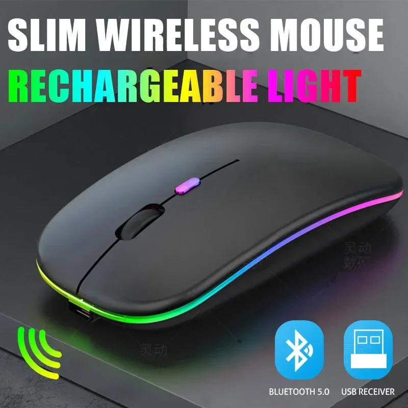 Tablet Phone Computer Bluetooth Wireless Mouse Charging Luminous 2.4G USB Wireless Mouse Portable Mouse