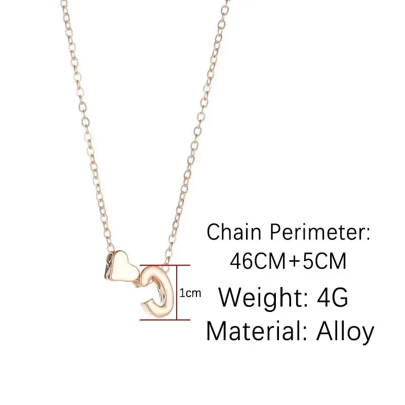 SUMENG Fashion Tiny Heart Dainty Initial Necklace Gold Silver Color Letter Name Choker For Women Pendant Jewelry Gift
