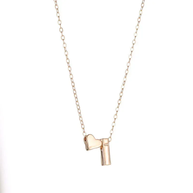 SUMENG Fashion Tiny Heart Dainty Initial Necklace Gold Silver Color Letter Name Choker For Women Pendant Jewelry Gift