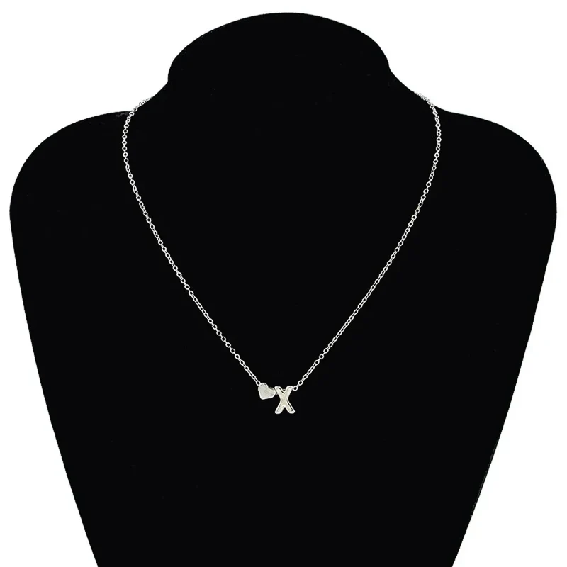 SUMENG Fashion Tiny Heart Dainty Initial Necklace Gold Silver Color Letter Name Choker For Women Pendant Jewelry Gift