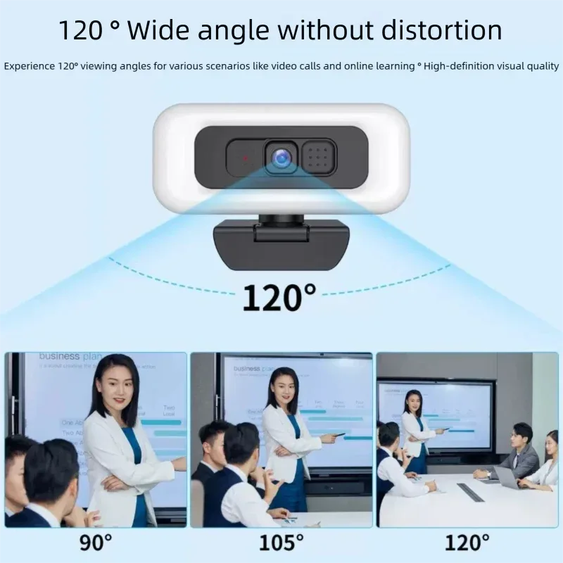4K Webcam with Light Full HD 2K 1080P Live Streaming Web Cam for PC Laptop Auto Focus Computer Camera with Microphone
