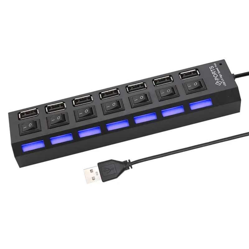 USB 2.0 Hub USB Hub 2.0 Multi USB Splitter Hub Use Power Adapter 4/7 Port Multiple Expander 2.0 USB Hub with Switch for PC