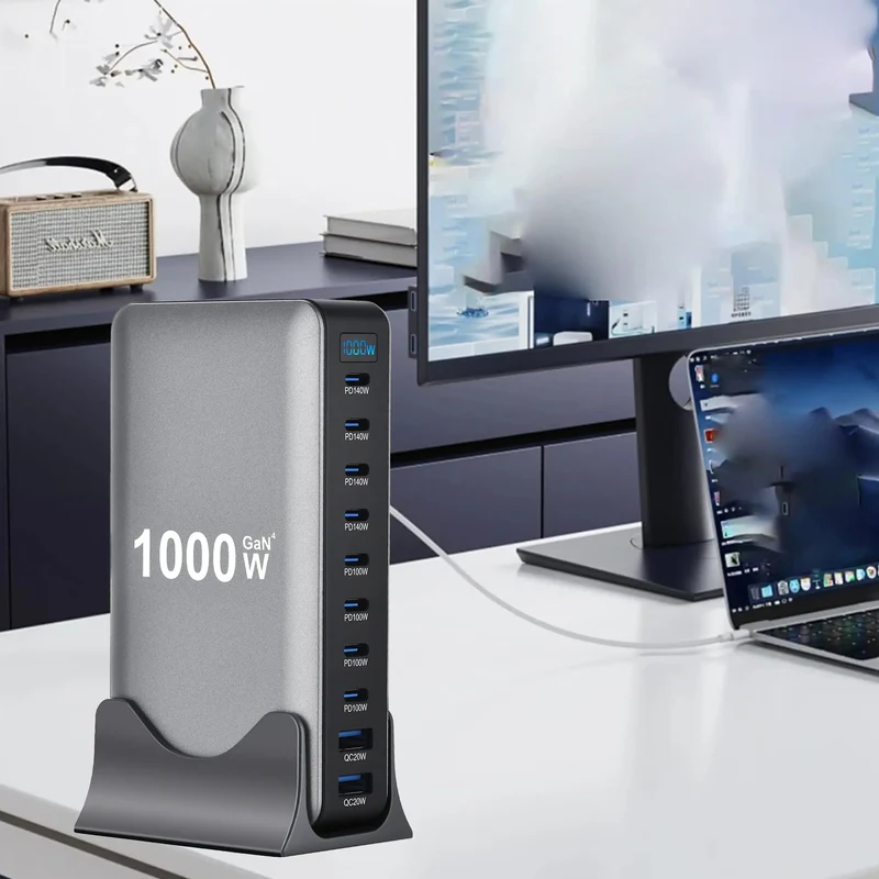 New 1000W GaN USB Type C Charger PD3.1 PPS 10-Port Desktop Fast Charging Station Adapter for Tablets & Mobile Dropshipping