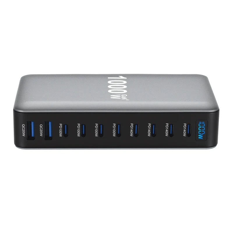 New 1000W GaN USB Type C Charger PD3.1 PPS 10-Port Desktop Fast Charging Station Adapter for Tablets & Mobile Dropshipping
