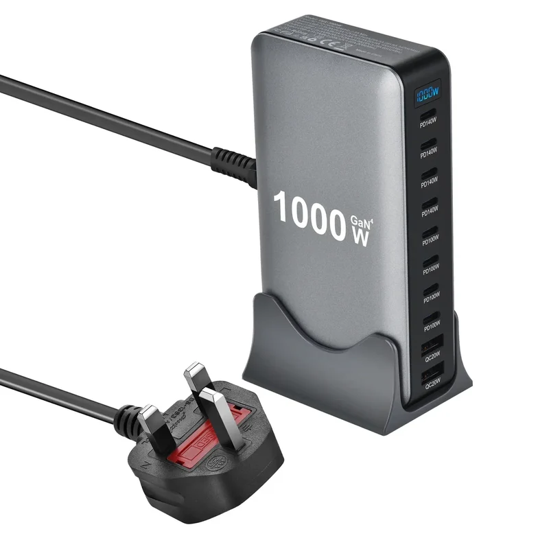 New 1000W GaN USB Type C Charger PD3.1 PPS 10-Port Desktop Fast Charging Station Adapter for Tablets & Mobile Dropshipping