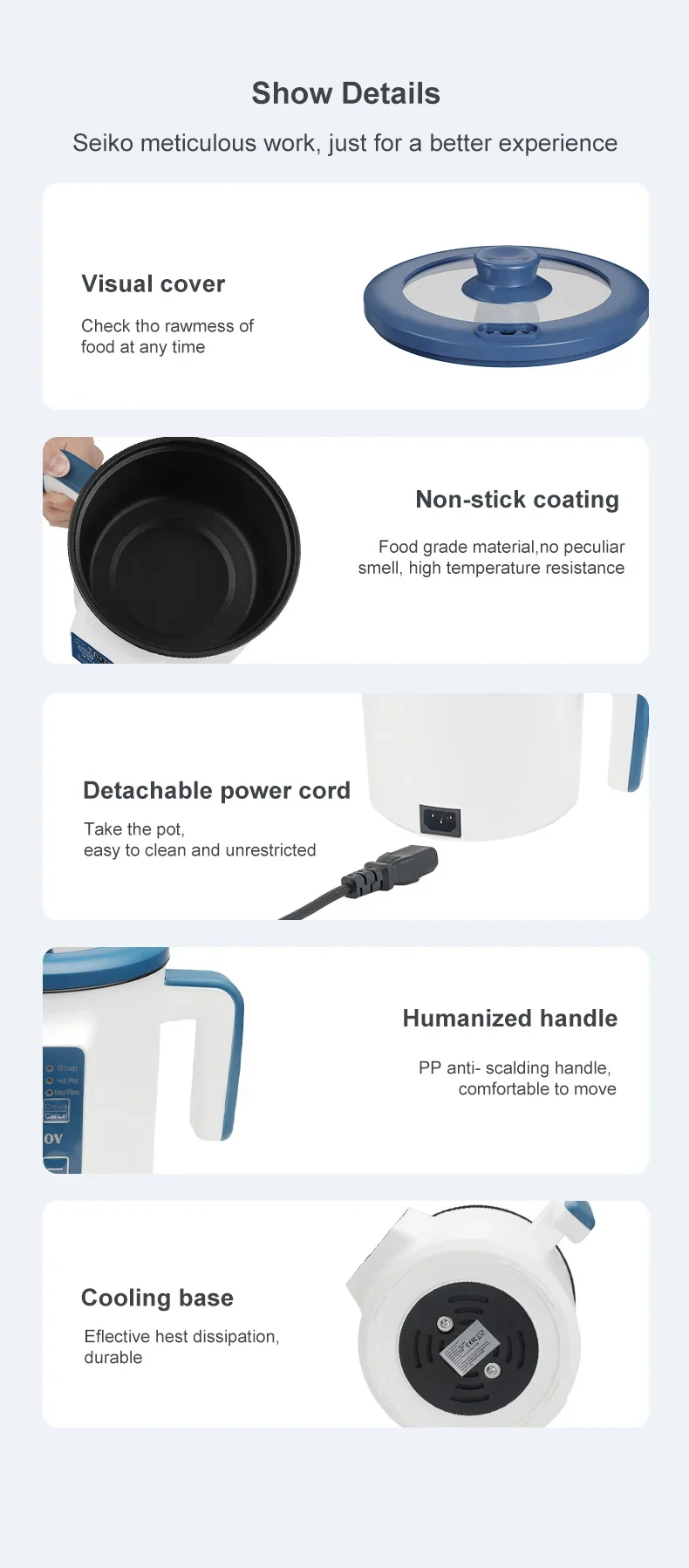 Electric Rice Cooker Single Double Layer Intelligent Automatic Home Mini Kitchen Cooker 220V/EU Plug MultiCooker Steamed Rice P