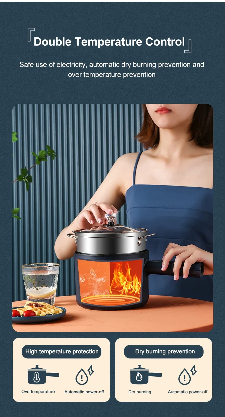 Multifunction Cooker Household Single/Double Layer Hot Pot Electric Rice Cooker Student Dormitory Mini Non-stick Pan Pots EU/US