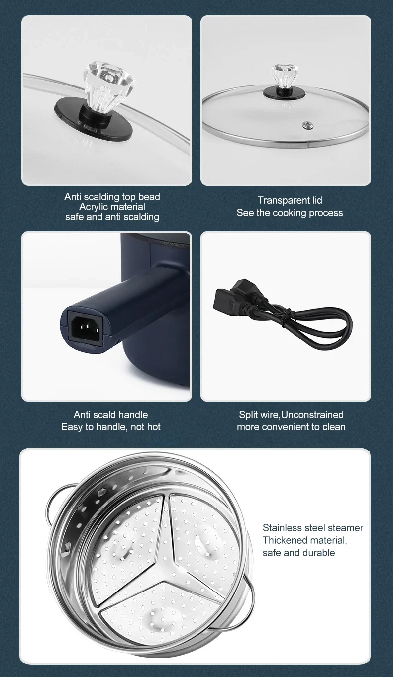 Multifunction Cooker Household Single/Double Layer Hot Pot Electric Rice Cooker Student Dormitory Mini Non-stick Pan Pots EU/US