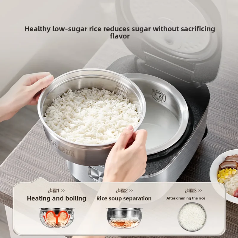 SUPOR 4L IH Ball Pot Rice Cooker Titanium Uncoated Non-Stick 316L Liner For 3-8 People 220V