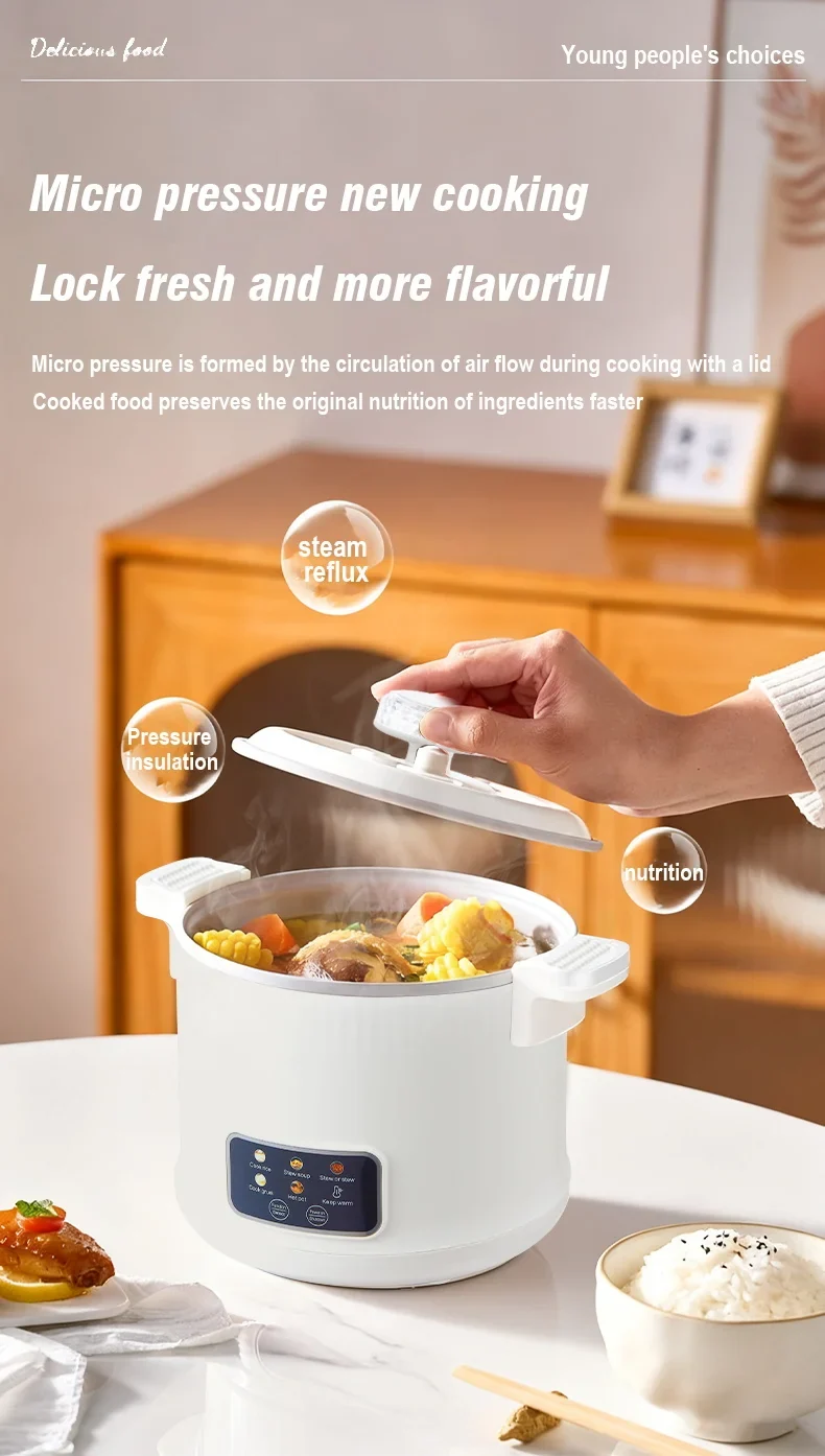 1.8L Micro Pressure Rice Cooker for 1-2 People, Multifunctional Household Hot Pot, Porridge, Soup, Electric Rice Cooker 220V