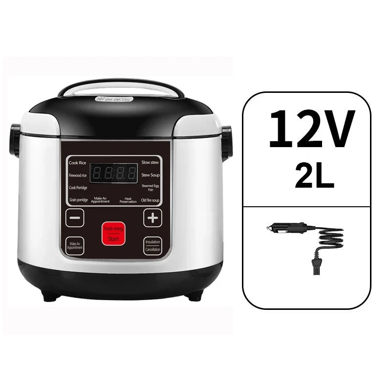 12V 24V Electric Rice Cooker Car Truck Multicooker Timing Reservation Food Heating Cooking Steamer Soup Stew Pot Steamer Cooker