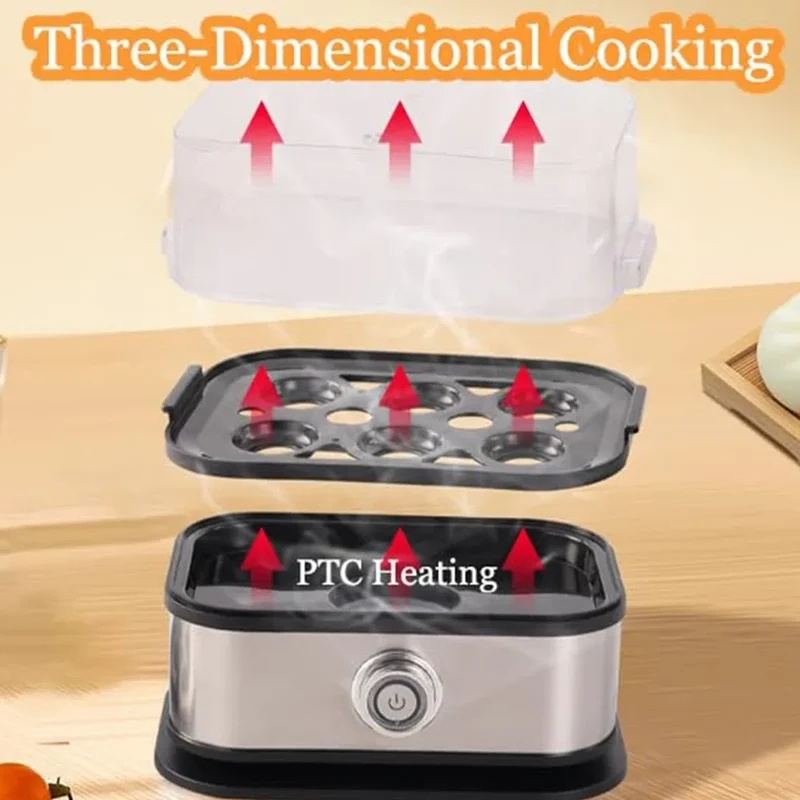 200W Power Eggs Boiler Space Saving Auto Shut-Off Smart Egg Cooker 6 Eggs Capacity Stainless Steel Rapid Egg Cooker2026new