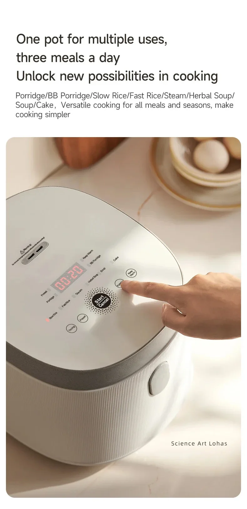 2.5L Electric Rice Cooker Titanium Liner for 2-3 People Mini MultiCooker Smart Steamed Rice Kitchen Machine 220V