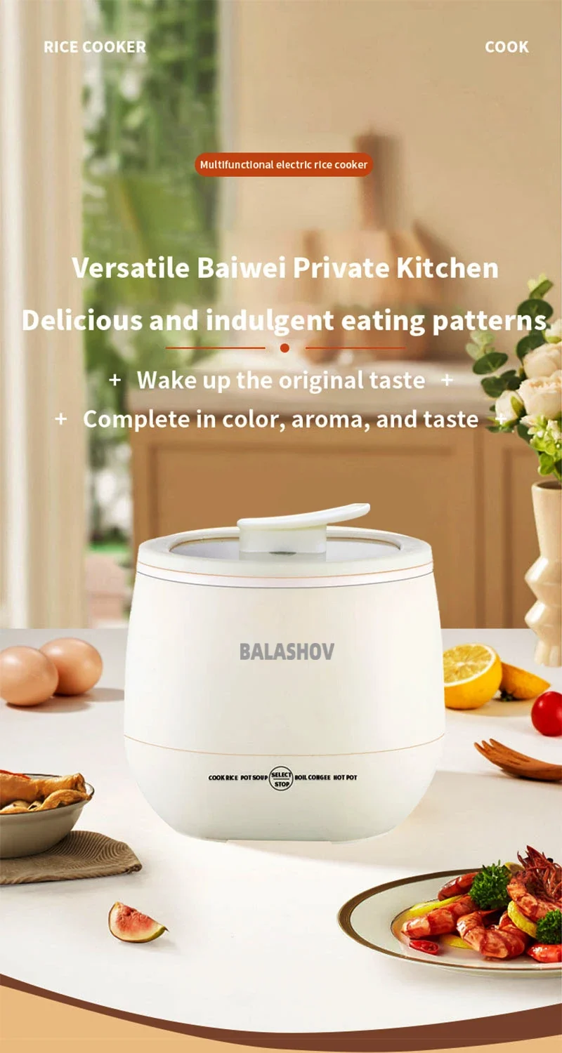 1.8L Portable Smart Rice Cooker - Multifunctional Non-Stick Rice Cooking Pot for Cooking Rice, Soup, for Dorms & Small Kitchens