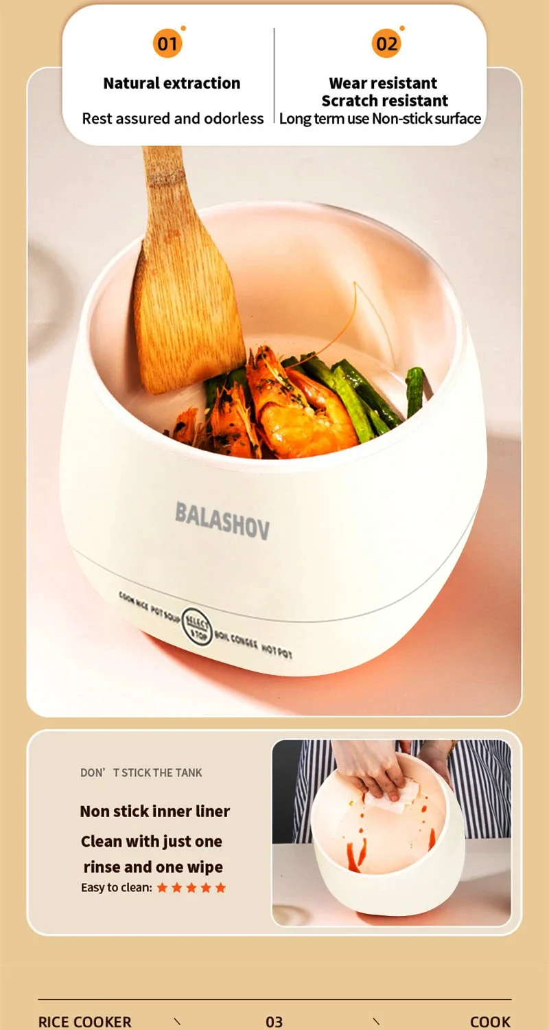 1.8L Portable Smart Rice Cooker - Multifunctional Non-Stick Rice Cooking Pot for Cooking Rice, Soup, for Dorms & Small Kitchens
