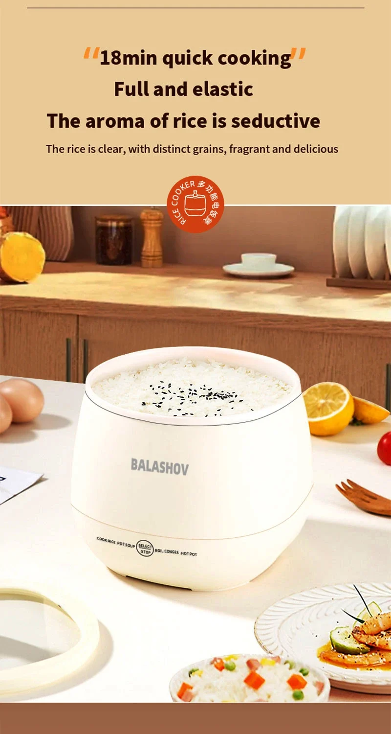1.8L Portable Smart Rice Cooker - Multifunctional Non-Stick Rice Cooking Pot for Cooking Rice, Soup, for Dorms & Small Kitchens